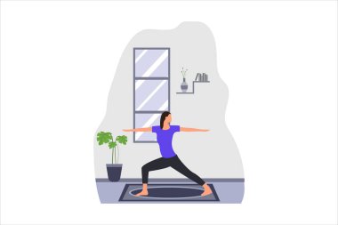 Yoga Düz Tasarım Çizimi