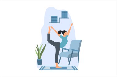 Yoga Düz Tasarım Çizimi
