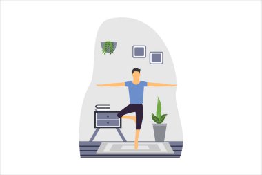 Yoga Düz Tasarım Çizimi