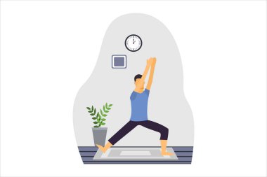 Yoga Düz Tasarım Çizimi