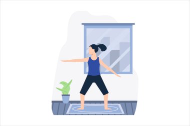 Yoga Düz Tasarım Çizimi