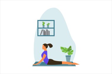 Yoga Düz Tasarım Çizimi