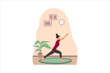 Yoga Düz Tasarım Çizimi