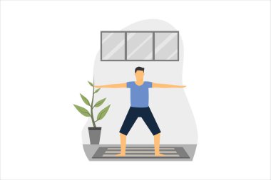 Yoga Düz Tasarım Çizimi