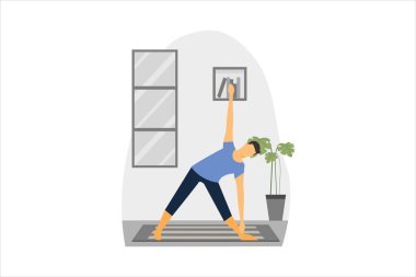 Yoga Düz Tasarım Çizimi