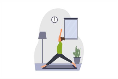 Yoga Düz Tasarım Çizimi