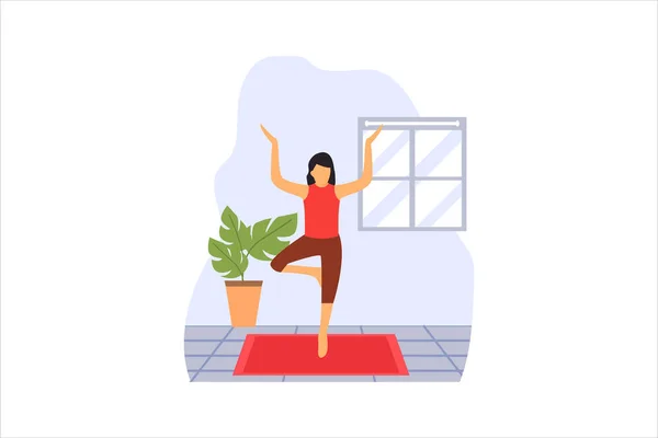 Yoga Flat Design Εικονογράφηση — Διανυσματικό Αρχείο