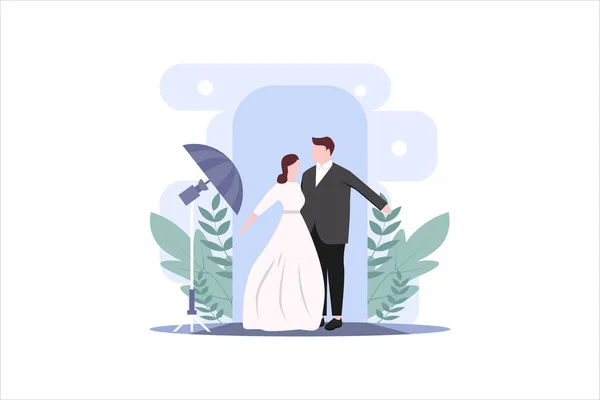 Свадебная Плоская Иллюстрация — стоковый вектор