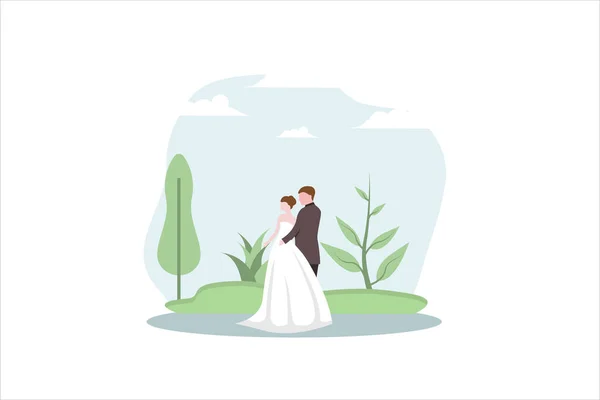 Esküvői Flat Design Illusztráció — Stock Vector