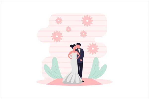 Весілля Плоский Дизайн Ілюстрація — стоковий вектор