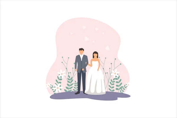Düğün Düz Tasarım Çizimi — Stok Vektör