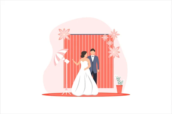 Bröllop Platt Design Illustration — Stock vektor