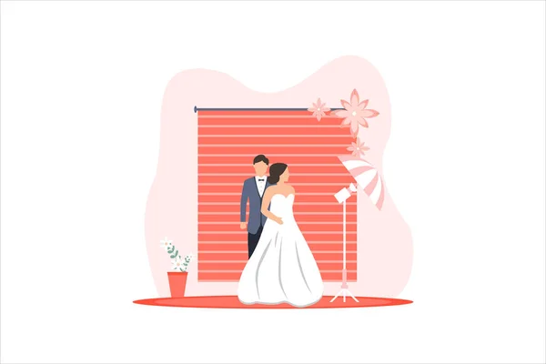 Свадебная Плоская Иллюстрация — стоковый вектор