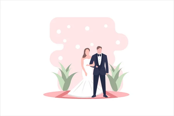 Svatební Plochý Design Ilustrace — Stockový vektor