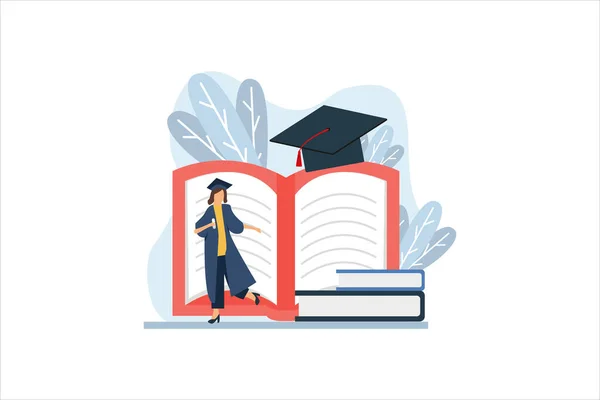 Graduation Flat Design Illustration — Stock Vector