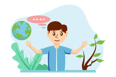 Dünya Günü Düz Tasarım Çizimi