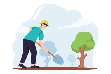 Dünya Günü Düz Tasarım Çizimi