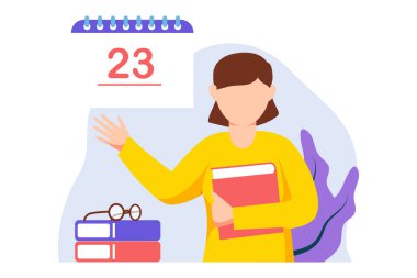 Dünya Kitap Günü Düz Tasarım İllüstrasyonu