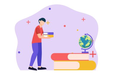 Dünya Kitap Günü Düz Tasarım İllüstrasyonu