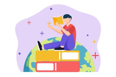 Dünya Kitap Günü Düz Tasarım İllüstrasyonu