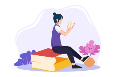 Dünya Kitap Günü Düz Tasarım İllüstrasyonu