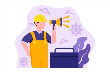 İşçi Bayramı Düz Tasarım Çizimi