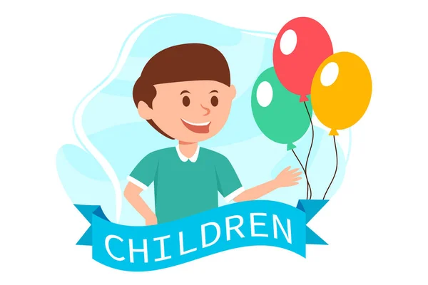 Dia Das Crianças Design Plano Ilustração — Vetor de Stock