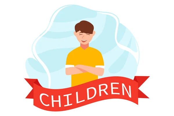 Dia Das Crianças Design Plano Ilustração — Vetor de Stock