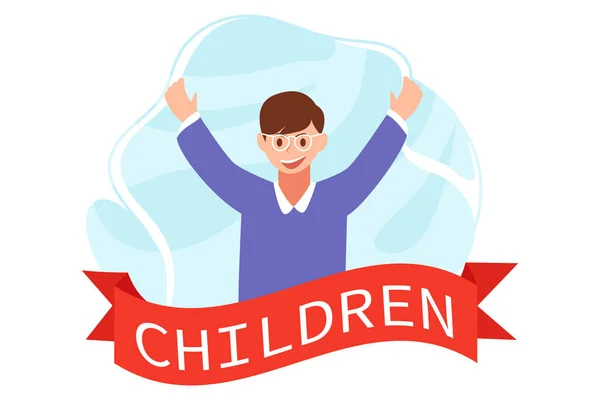 Dětský Den Plochý Design Ilustrace — Stockový vektor