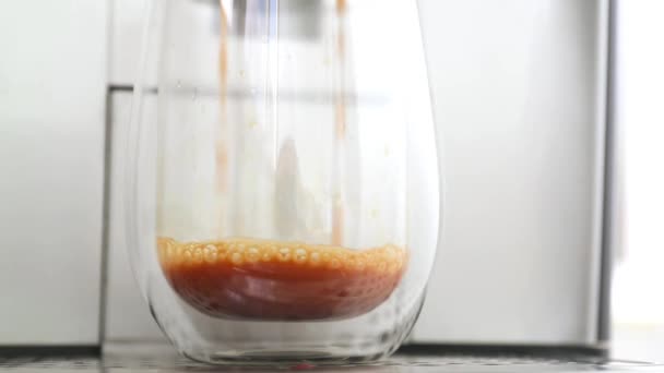 Kaffebönor Hälls Glaskopp Tillagningen Kaffemaskinen — Stockvideo