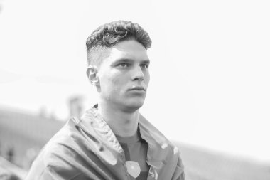 Poltava, Ukrayna - 14 Nisan 2024: Ukraynalı profesyonel futbolcu Heorhiy Sudakov Vorskla Poltava ile Shakhtar Donetsk arasındaki UPL maçı sırasında