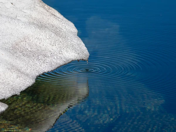 Круглые Капли Воды Поверхности Хрустального Горного Озера Таяния Ледника Капли — стоковое фото