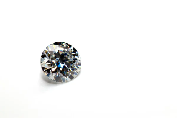 Moissanit Diamant Simulant Auf Weißem Hintergrund Mit Raum Zeigen Doppelte — Stockfoto