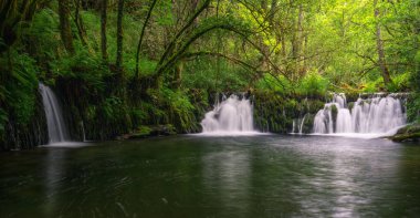 Fantasy place around an old artisanal dam on a river in the Courel Mountains Unesco Geopark in Lugo Galicia