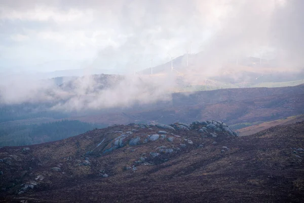 Nebelschwaden Gleiten Über Die Granithügel Des Xistral Abadin Lugo Galizien — Stockfoto