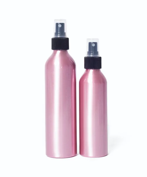 Botella Atomizador Aluminio Color Rosa Tapa Negra —  Fotos de Stock