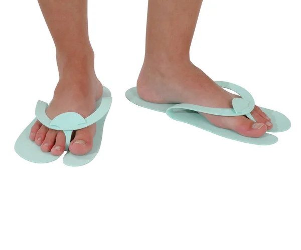 pantufla verde para pedicure en uso de spa 