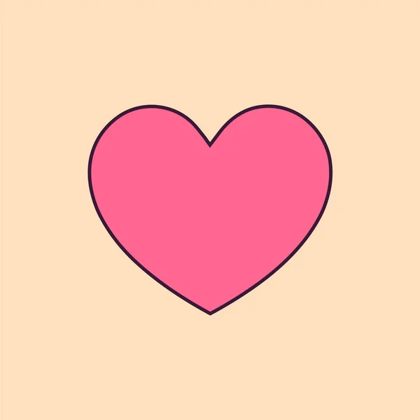 Bej Arkaplanda Felç Olan Vektör Pembe Düz Kalp Simgesi. Sevgililer Günü için illüstrasyon, Web, afişler, posterler, logolar. Aşk, Öpücük, Çift, Aşk.