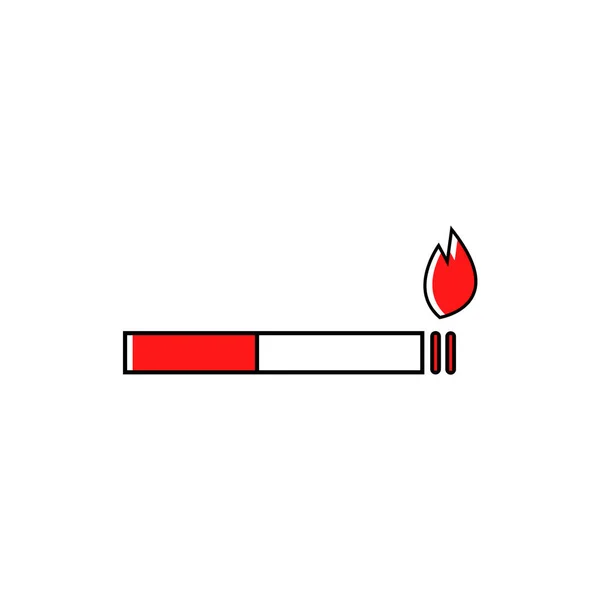 Vector Flat Outline Cigarette Icon, Smoking Sign on White Background.