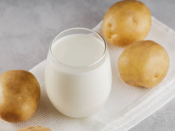 Картопляне Молоко Альтернативний Немолочний Напій Лактози Молоко Сира Картопля Сірому — стокове фото