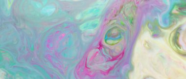 Soyut gradyan çok renkli arkaplan. Su yüzeyinde renkli lekeler var. Sıvı Sanat