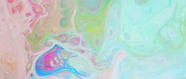 Soyut gradyan çok renkli arkaplan. Su yüzeyinde renkli lekeler var. Sıvı Sanat