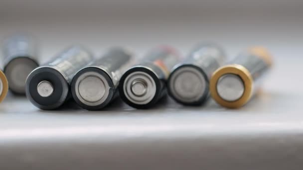 Pomysł Recykling Baterii Używane Baterie Close — Wideo stockowe