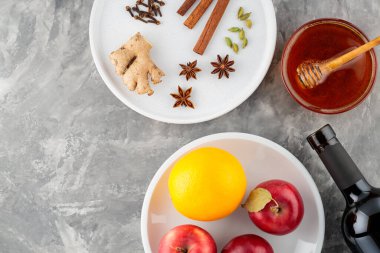 Concrete 'de sıcak şarap karışımı. Üst Manzara. Boşluğu kopyala