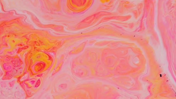 Аннотация Unique Moving Background Pink Orange Paint Fluid Art Drawing — стоковое видео