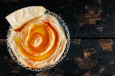 Nohut Humus ve Pita Kara Tahtalar 'da, Kopya Alanı, Üst Görünüm