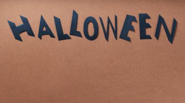 Kahverengi Arkaplan Üzerine Siyah Harflerle Cadılar Bayramı Mektubu, Cadılar Bayramı Konsepti, Boşluğu Kopyala