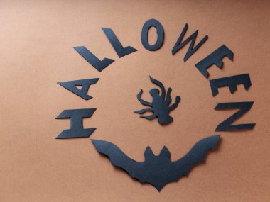 Creepy Halloween Lettering with Horror Symbols and Silhouettes for October Celebration clipart