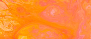 Sıvı Yüzeyde Turuncu Pembe Sıvı Sanat Soyut Arkaplanı