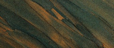 Parlayan Smears ile turuncu yeşil arka plan, altın ışıltılı fırça darbeleri